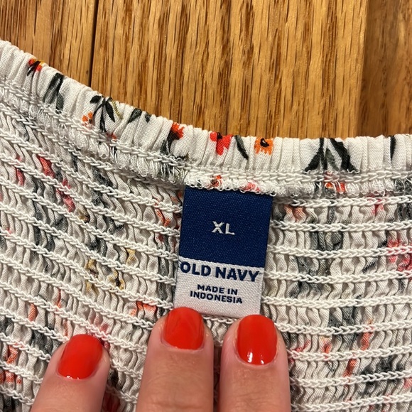 Old Navy White Floral Print Sundress with tie straps - Picture 3 of 4